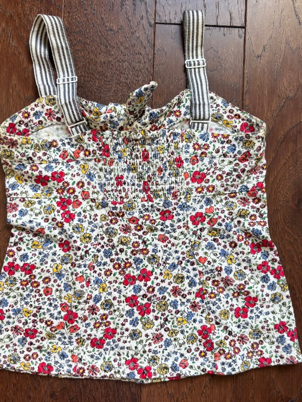 Anthropologie Tie Neck Flower Tank XS Buttons Ribbon Straps Whimsical Cute - Picture 3 of 7